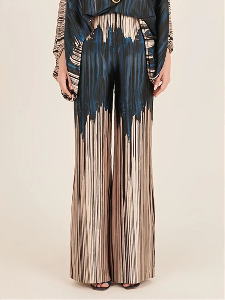 Abstract Waves Two-Piece Set - Blue-Brown