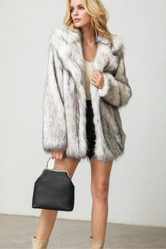 Eco Colorblock Faux Fur Coat