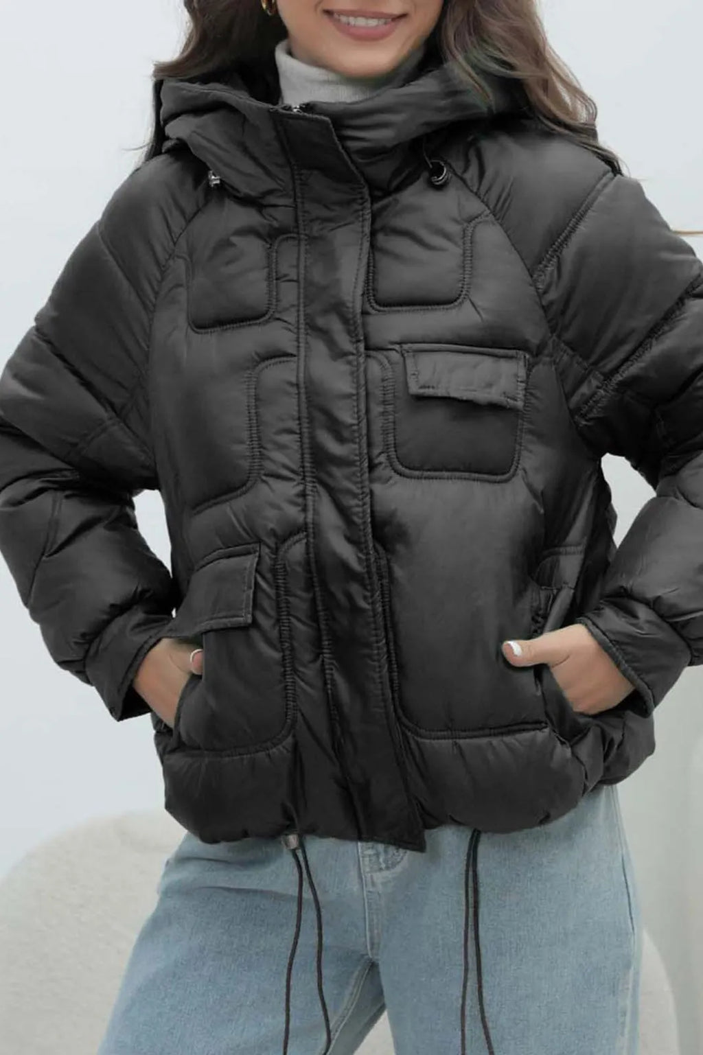 Bright Color Stand Collar Puffer Coat