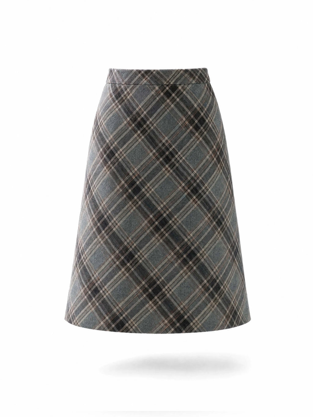 Vintage Plaid A‑Line Midi Skirt