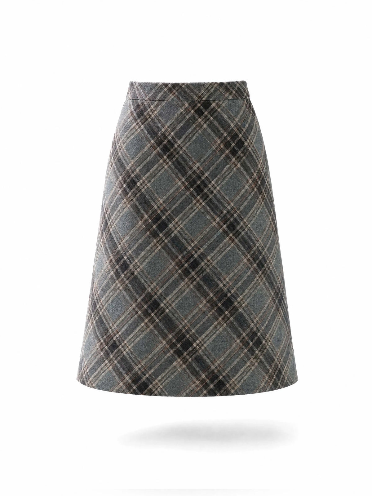 Vintage Plaid A‑Line Midi Skirt