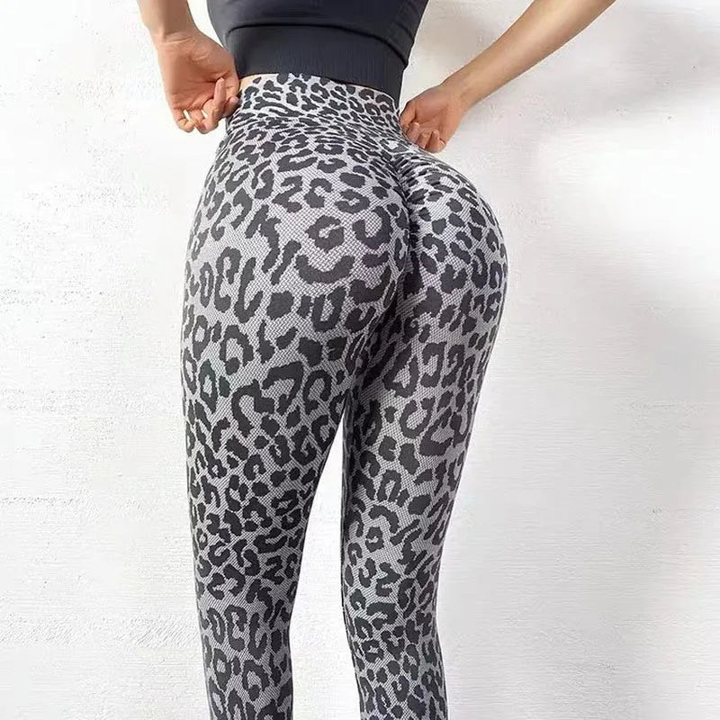 KittenAlarm - Mojoyce Leopard Yoga Leggings Women Seamless Gym Yoga Pants High Waist Sports Legging Push Up Workout Fitn