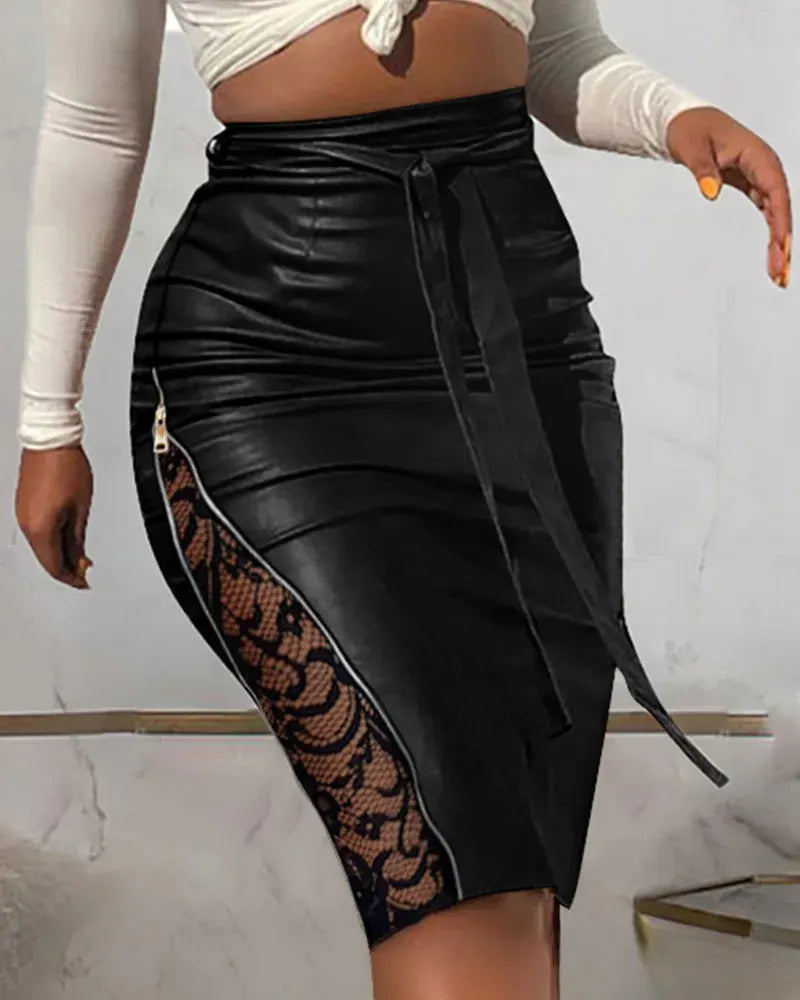 New Sexy Split Lace Splice Slim Fit Skirt