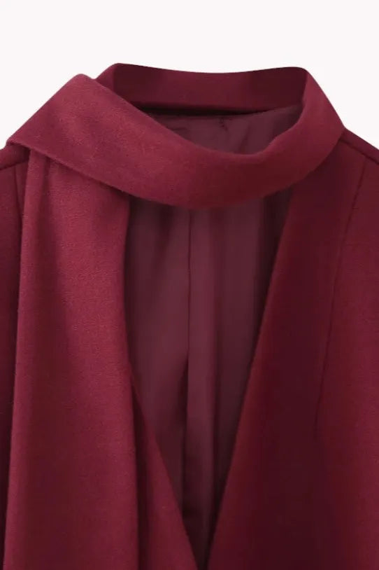 Scarf Collar Single Breasted Wool Coat