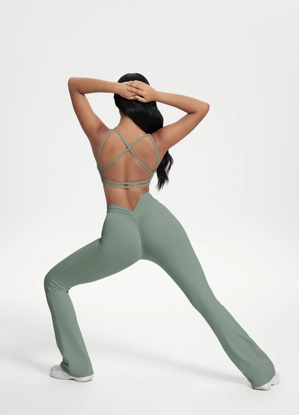 Scrunch-Back Flared Leggings with Sculpted Silhouette