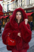 Cropped Faux Fur Hooded Coat