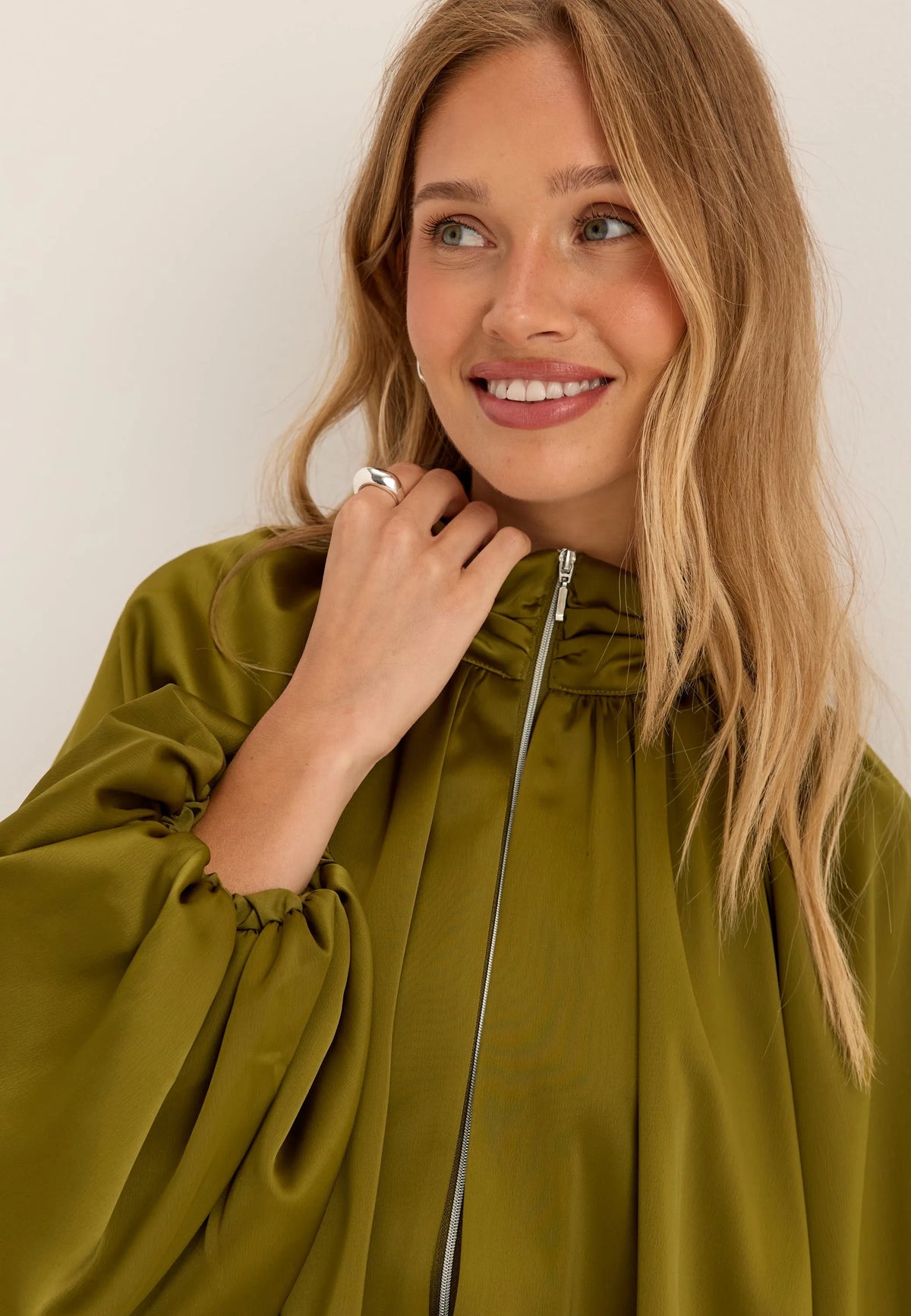 Bubble Hem Satin Jacket