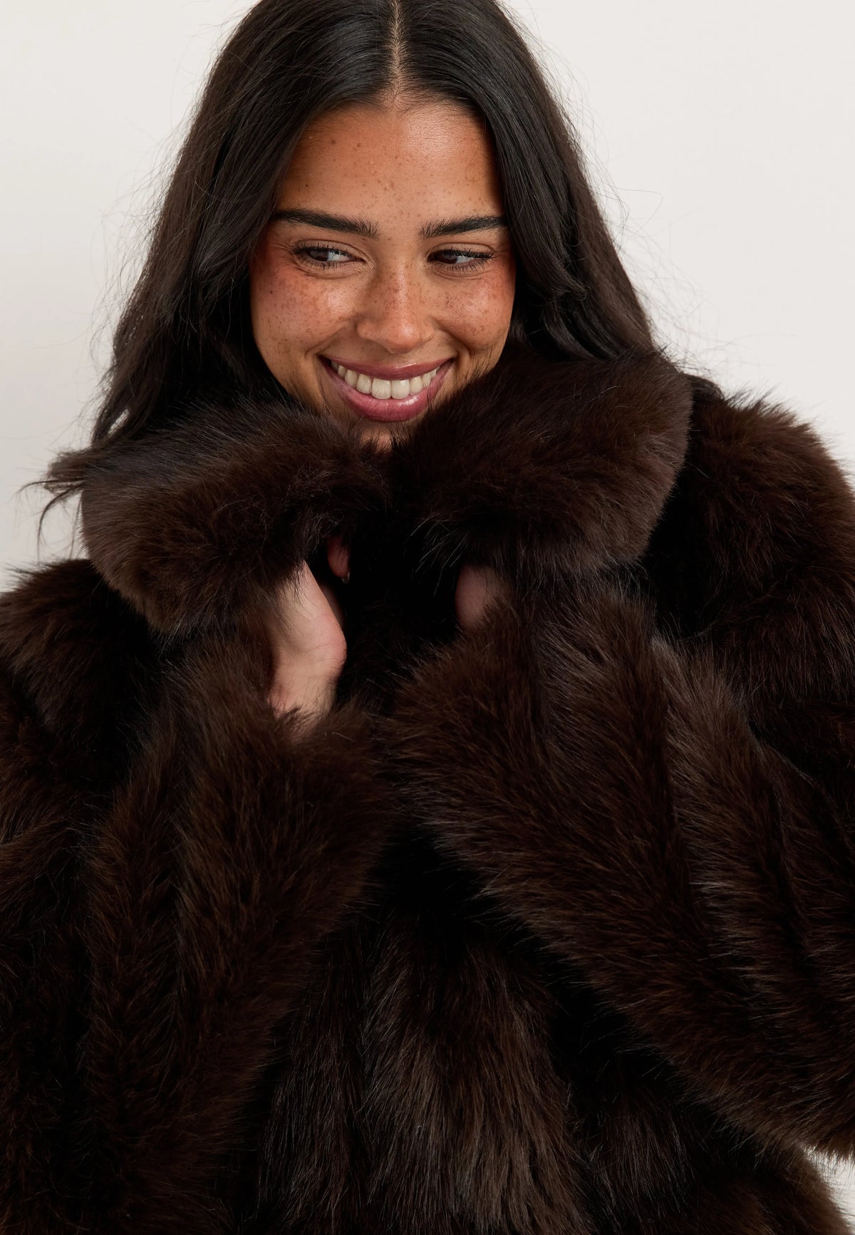Short Peplum Faux Fur Coat