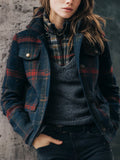 Stylish Navy Plaid Wool Jacket