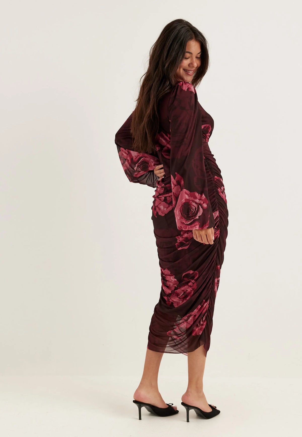 Mesh Wrap Ankle Dress