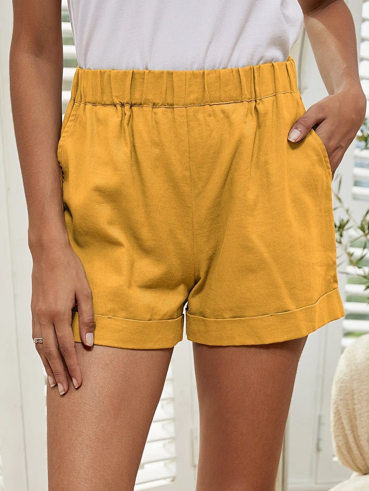 KittenAlarm - Women's Solid Color Shorts Ladies Casual Short Pants