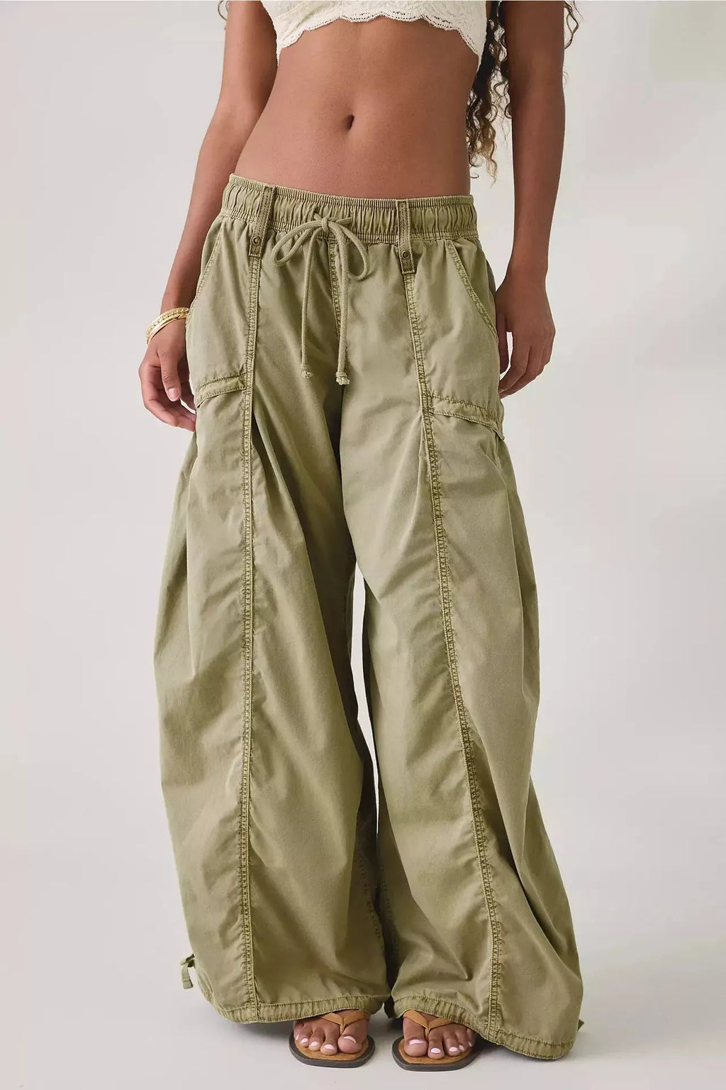 High-Waisted Cargo Wide-Leg Pants