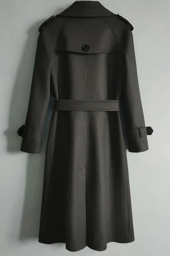 Camel Wool Coat - Double Breasted Belted Straight Silhouette 2840