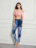 Stretch Patchwork Slim Fashion Vintage Streetwear Denim Jean