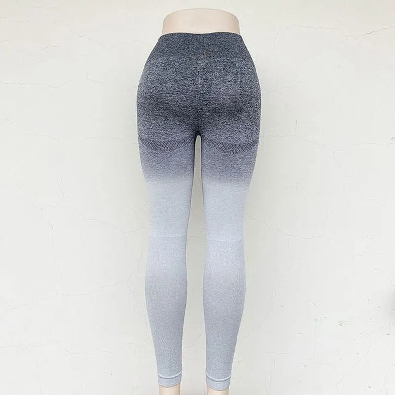 Mojoyce Gradient Seamless Leggings Women Sports Yoga Pants Fitness Leggings High Waist Push Up Gym Yoga Tights Workout R