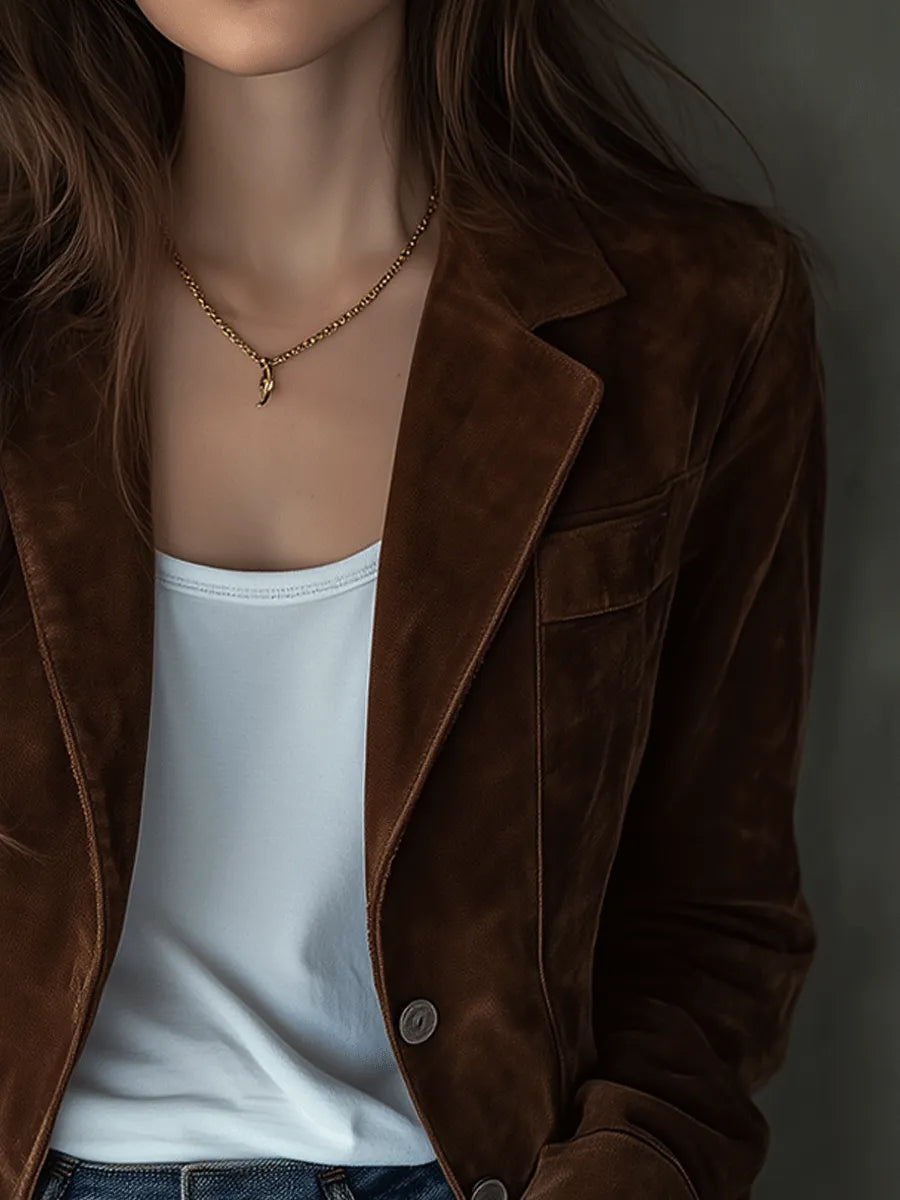 Luxurious Chocolate Velvet Blazer
