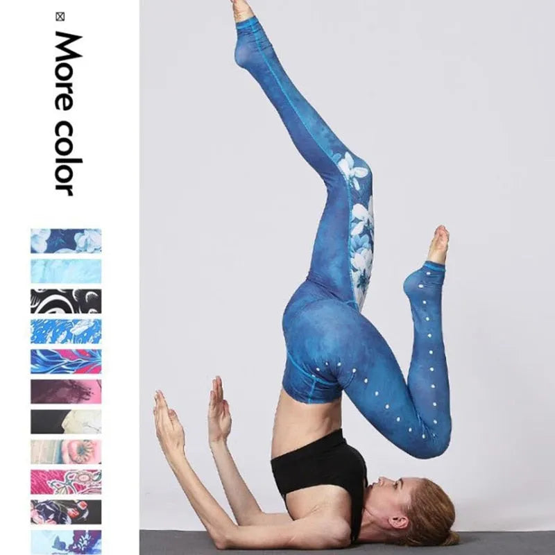 KittenAlarm - Mojoyce Cloud Hide Yoga Pants Women Flower High Waist Sports Leggings Long Tights Push Up Trainer Running 