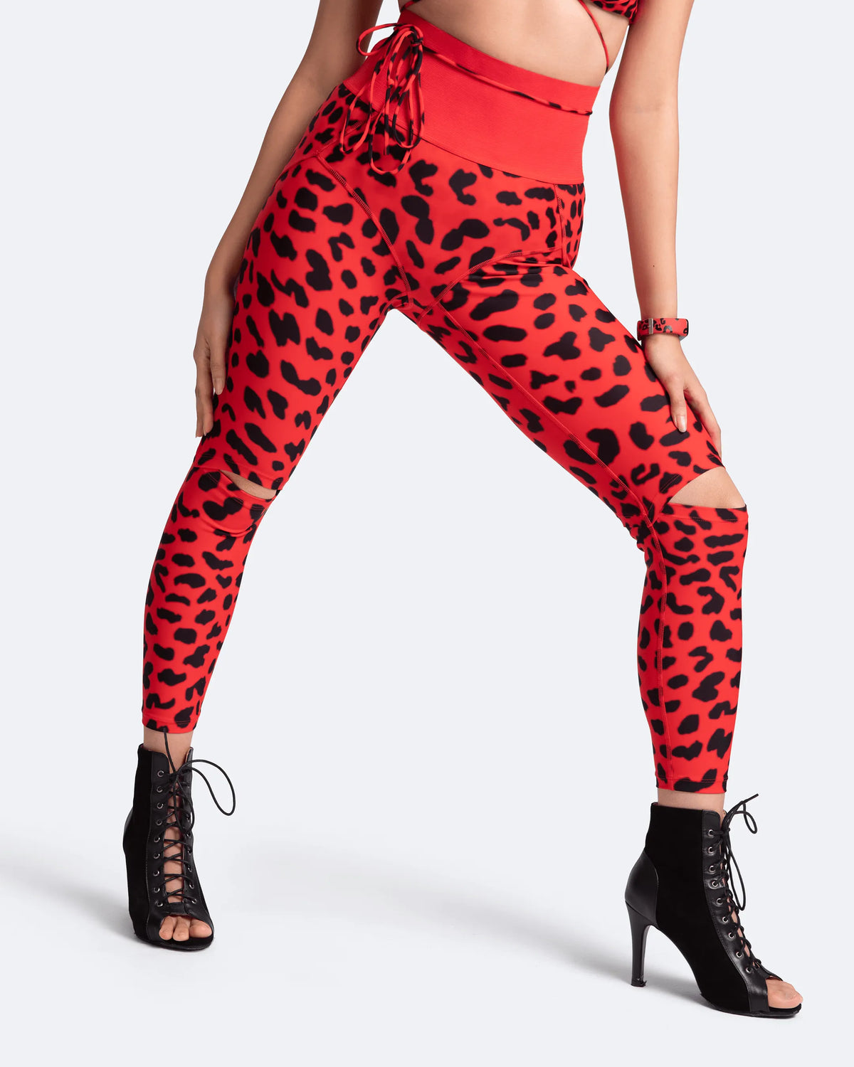 High-Waisted Leggings with Knee-Slit Detail
