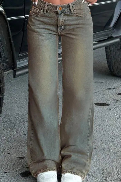 Distressed Washed Blue Jeans