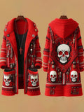 Women's  Mariachi Day Of The Dead Skull Pattern Cardigan Sweater