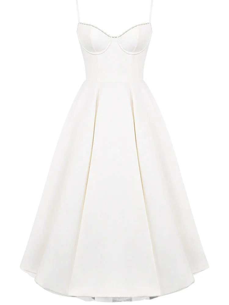 White Tulle Midi Dress