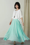 Summer swing long linen skirt women 6178