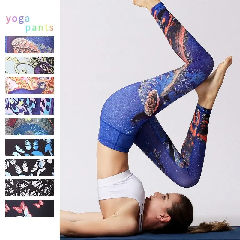 KittenAlarm - Mojoyce Cloud Hide Yoga Pants Sports Leggings Women High Waist Trainer Long Tights Flower Push Up Running 