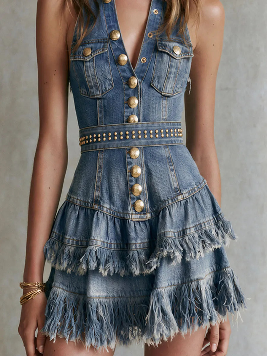 Chic Mini Dress in denim, Smart Price