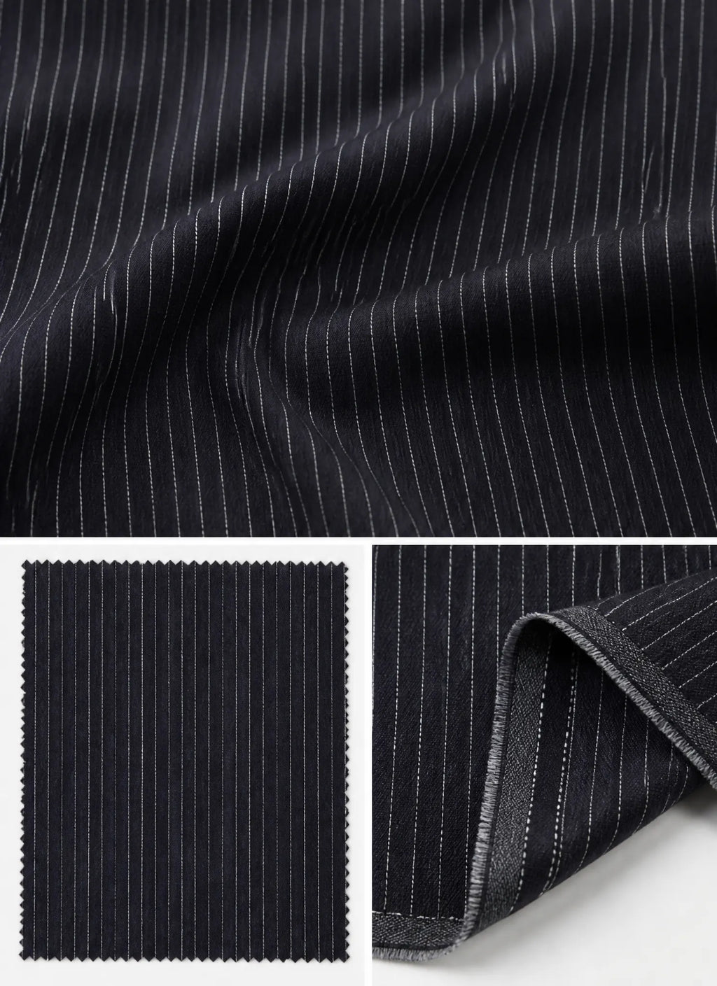 Vintage Denim Pinstripe Double-Breasted Blazer Jacket