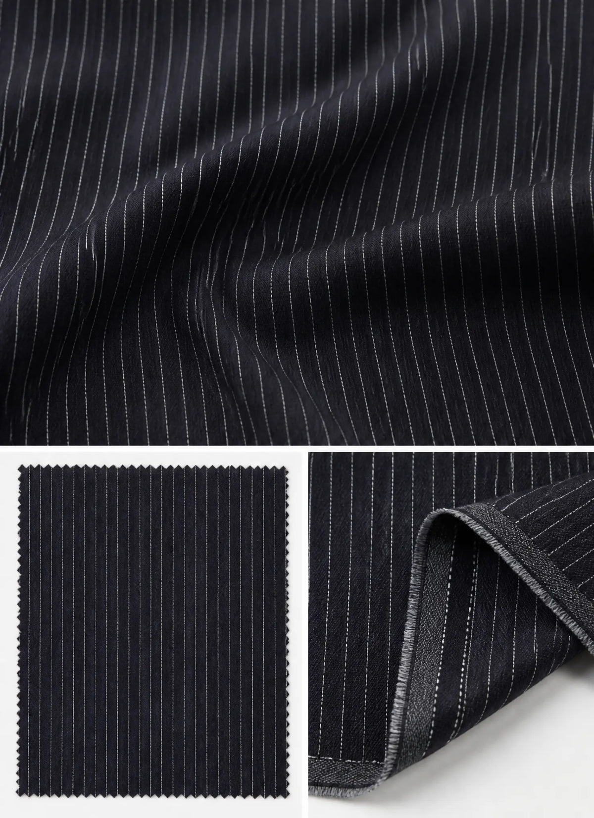 Vintage Denim Pinstripe Double-Breasted Blazer Jacket