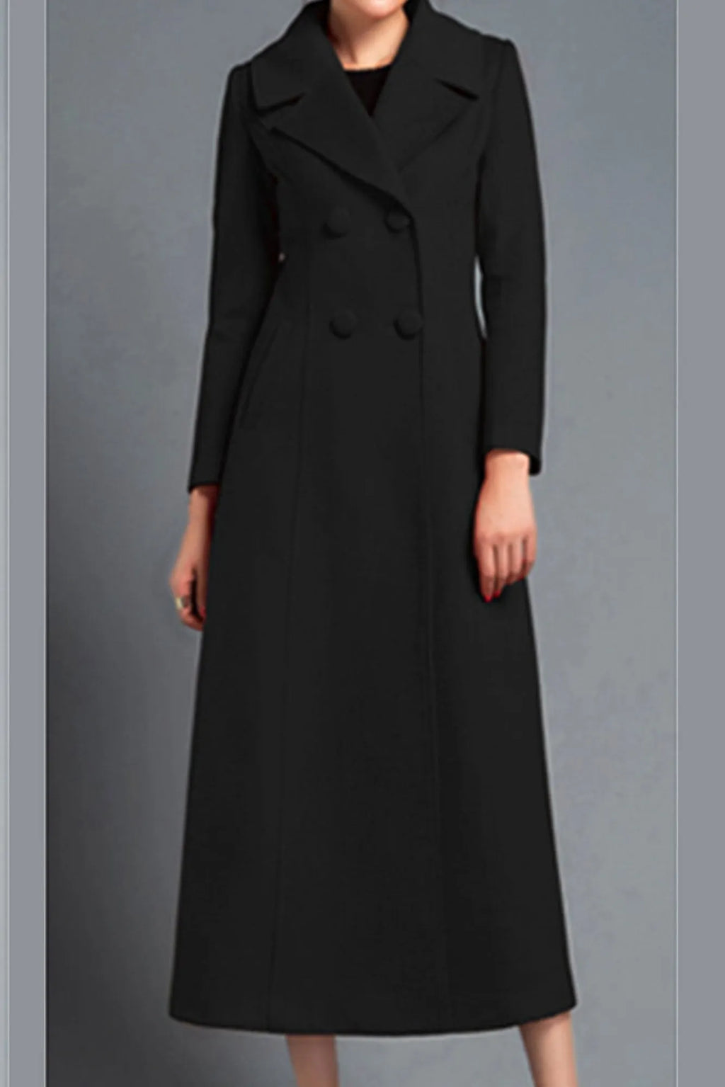 Handmade Red Wool Coat – Vintage Double Breasted Long Winter Overcoat 