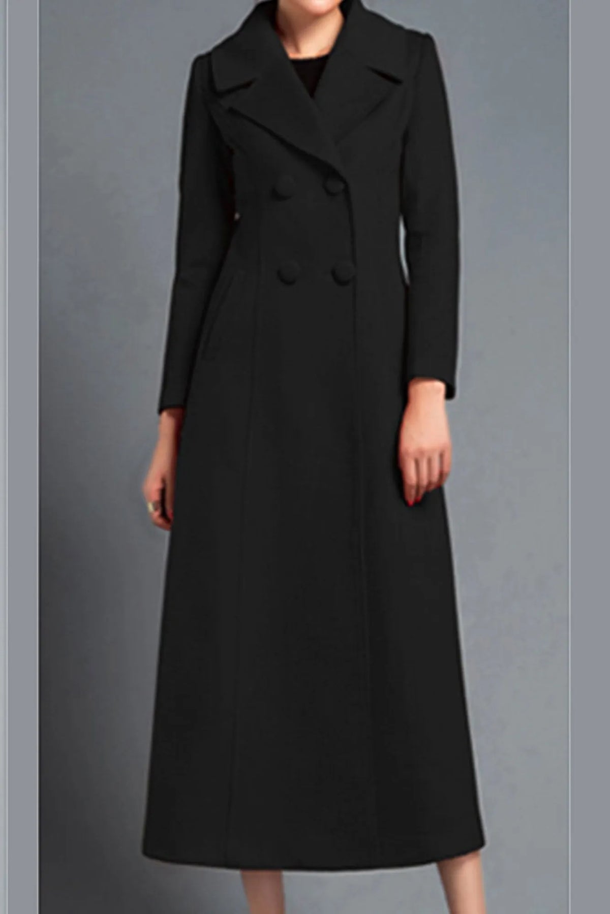 Handmade Red Wool Coat – Vintage Double Breasted Long Winter Overcoat 