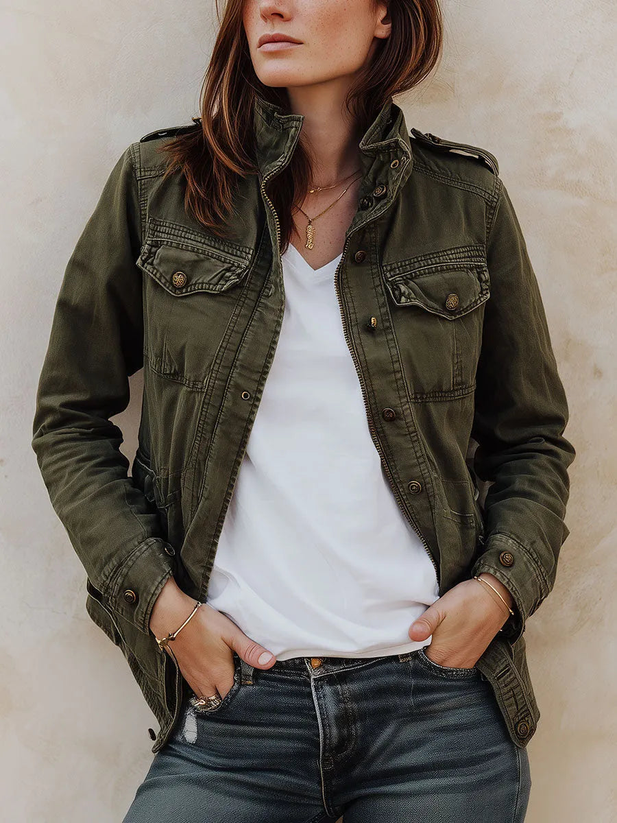 Vintage Washed Cargo Pocket Jacket