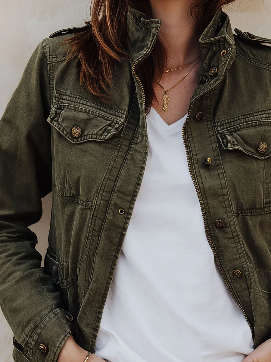 Vintage Washed Cargo Pocket Jacket