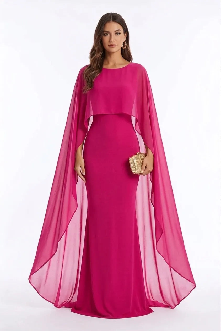 Aveline Cape Sleeve Mermaid Gown