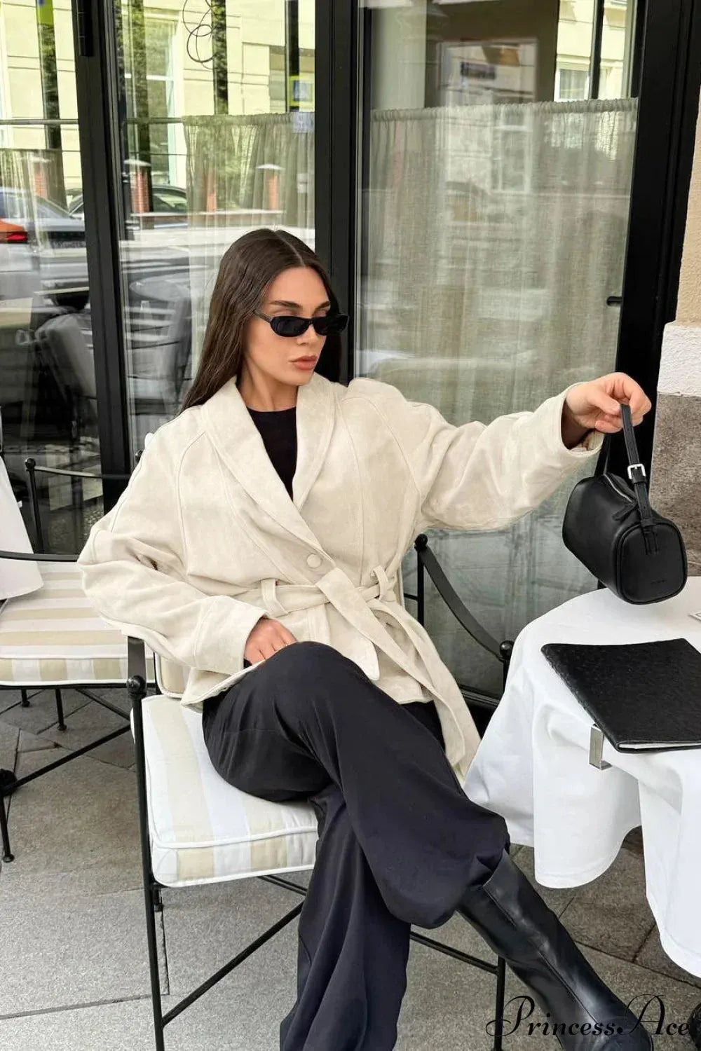Chic Suede Long Sleeve Jacket Coat