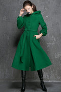 Maxi swing wool coat in Green 1347