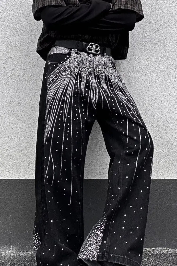 Rhinestone Star Wide Leg Jeans
