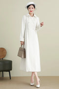 Xiaolizi White Long Wool Coat for Women – Handmade Double Breasted Winter Wedding Coat 3903