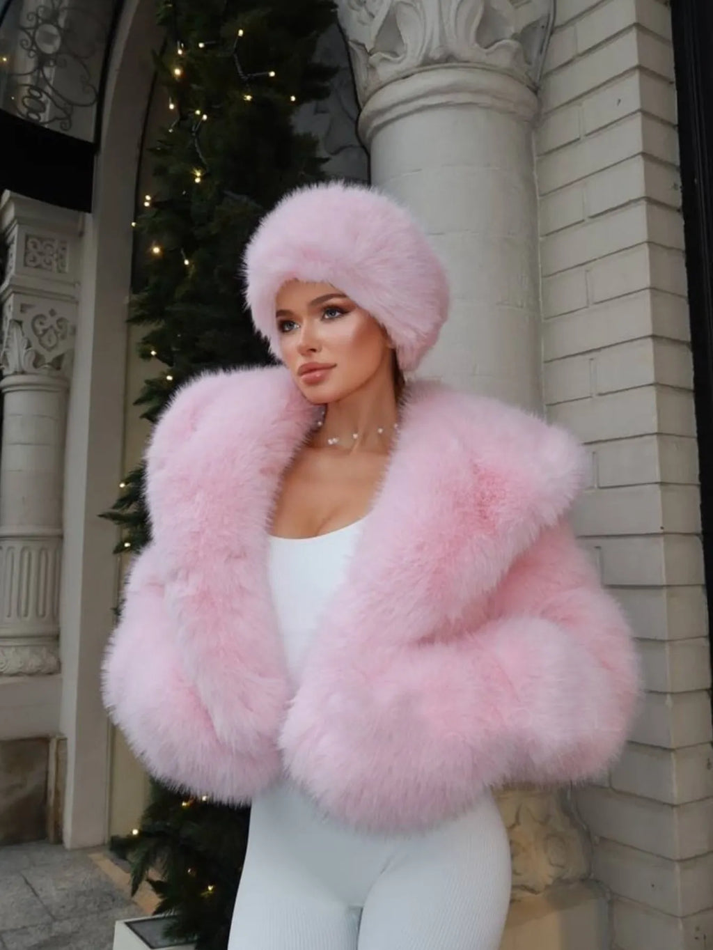 Pink Faux Fur Coat