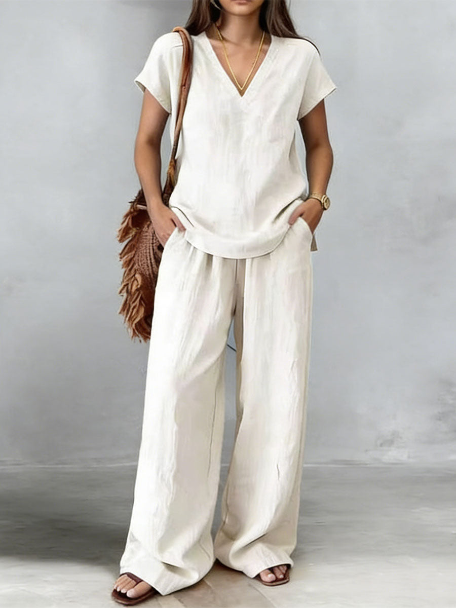 Chic Two-Piece Set in linen, Premium Look