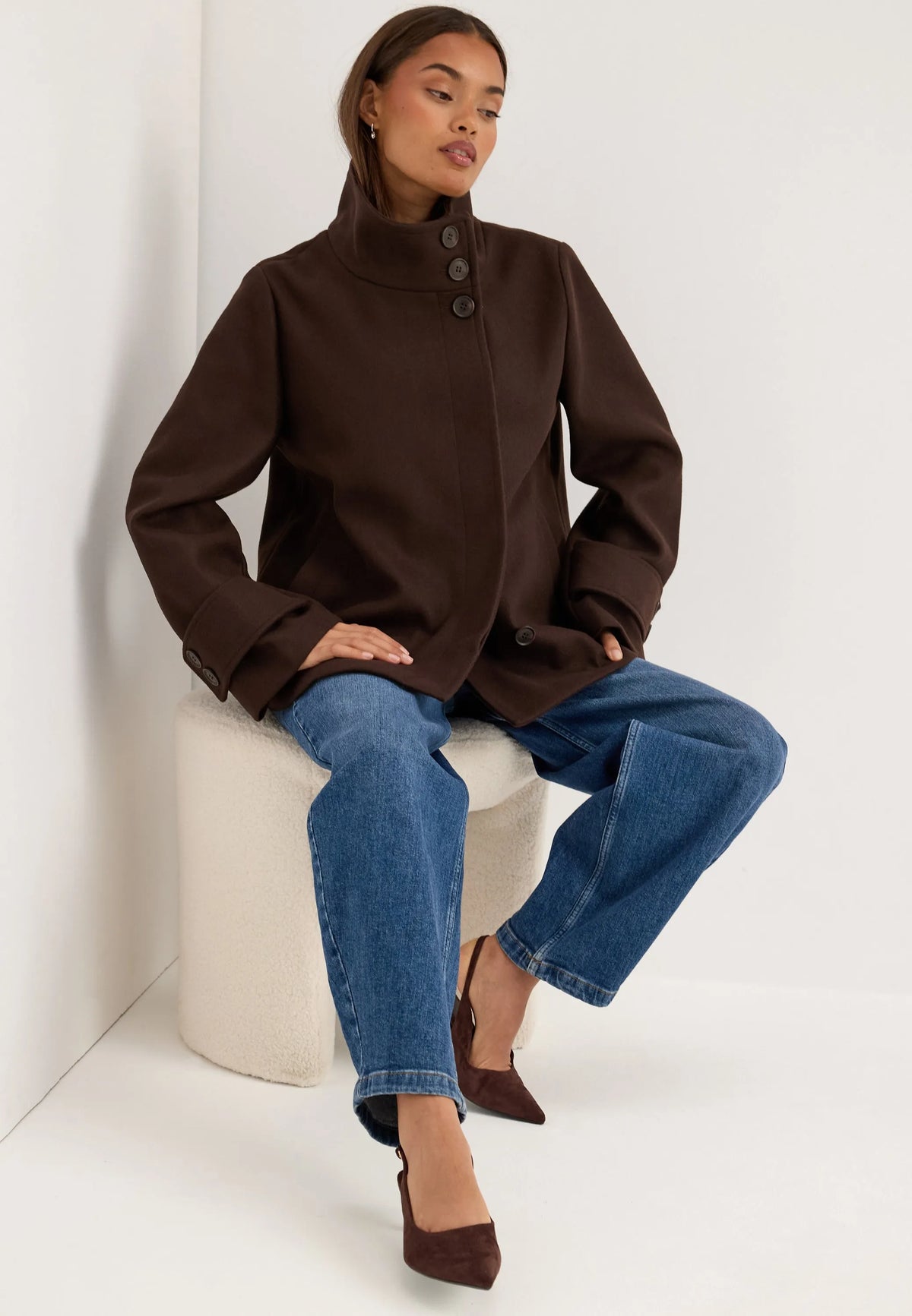 High Neck Short Coat