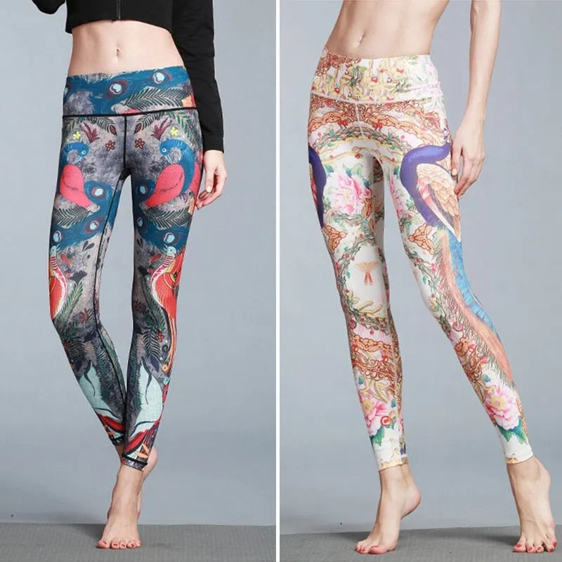 KittenAlarm - Mojoyce Cloud Hide Yoga Pants Sports Leggings Women High Waist Trainer Long Tights Flower Push Up Running 