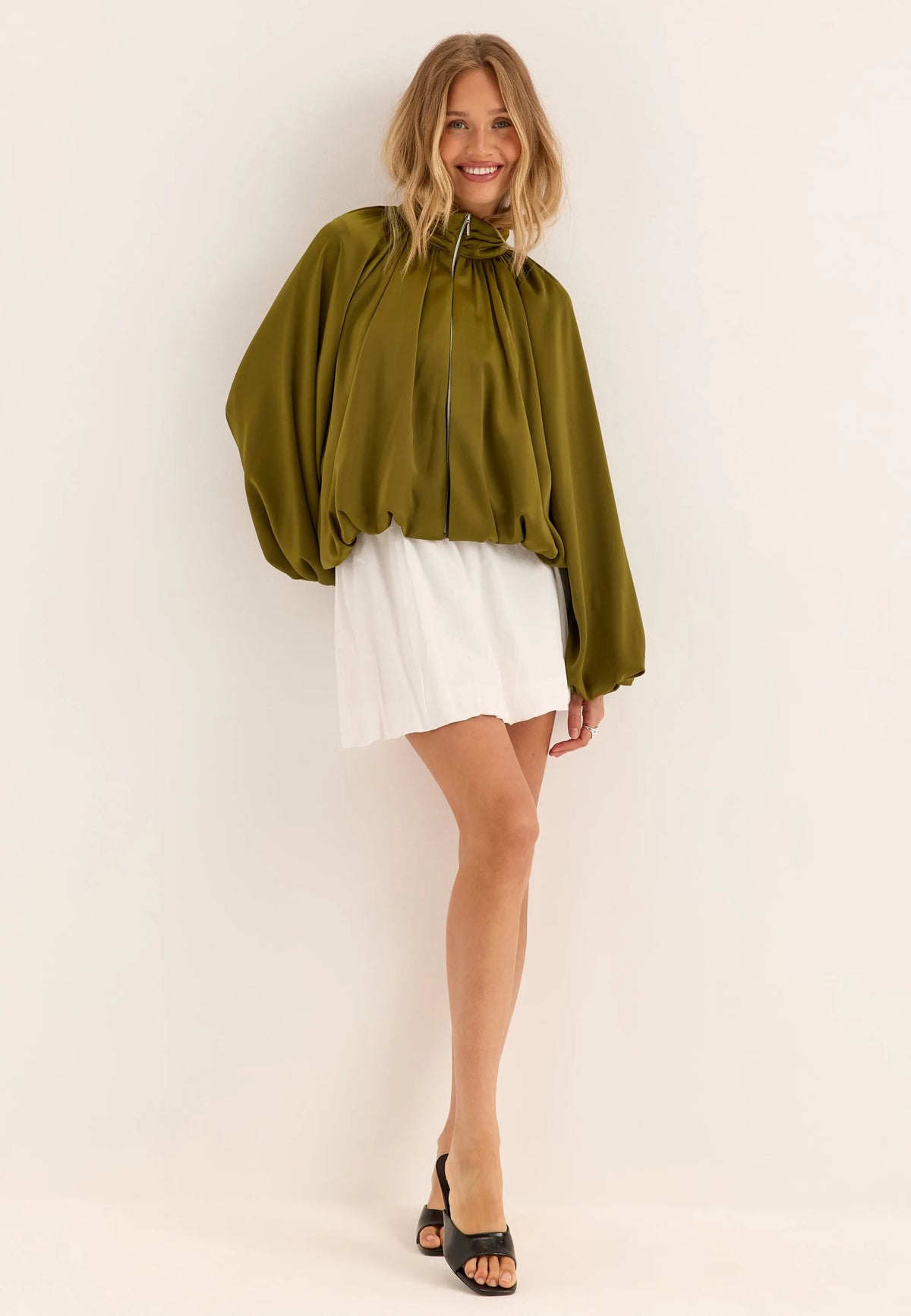 Bubble Hem Satin Jacket
