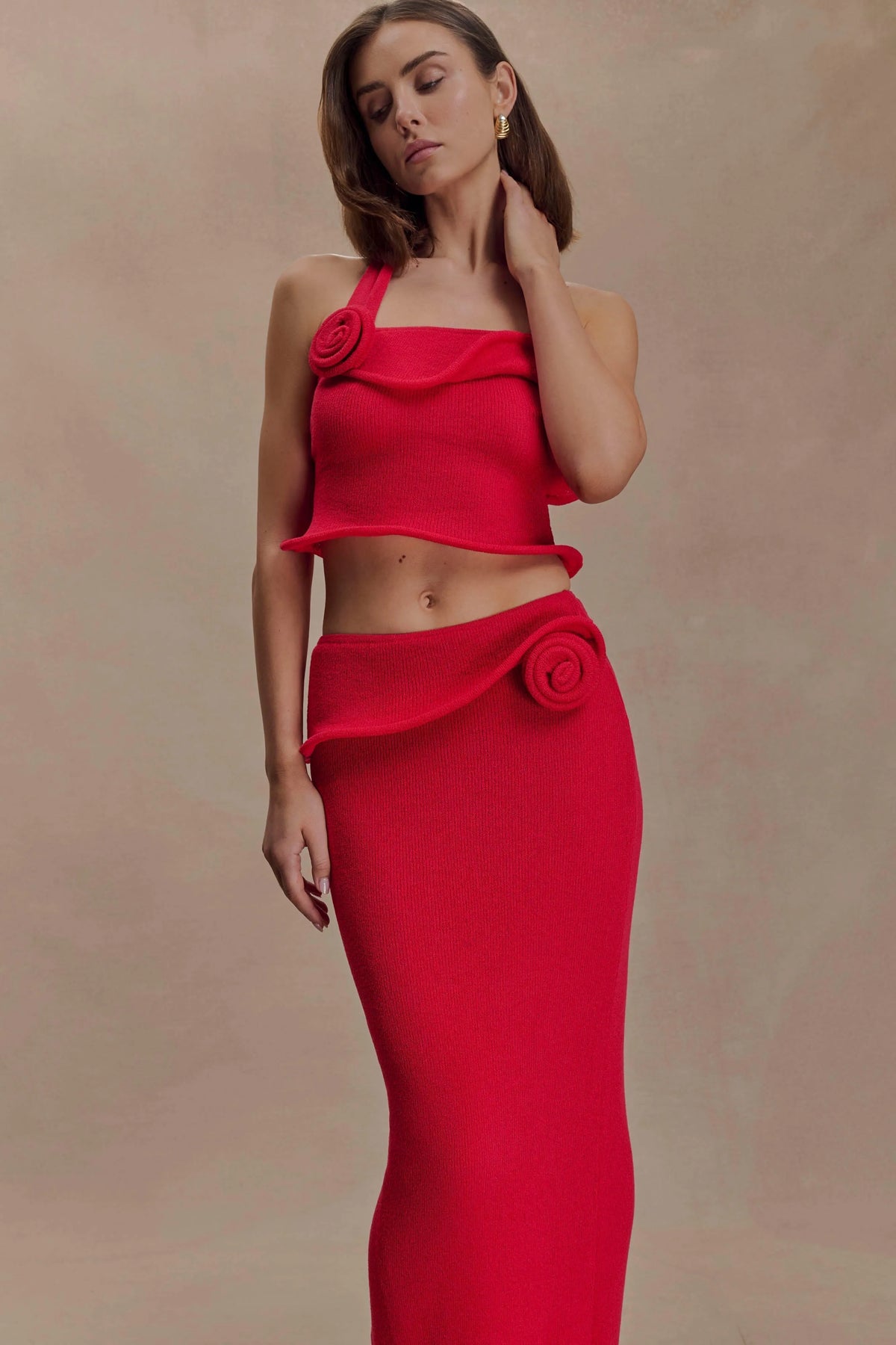 Samira Halter Knit Twist Top