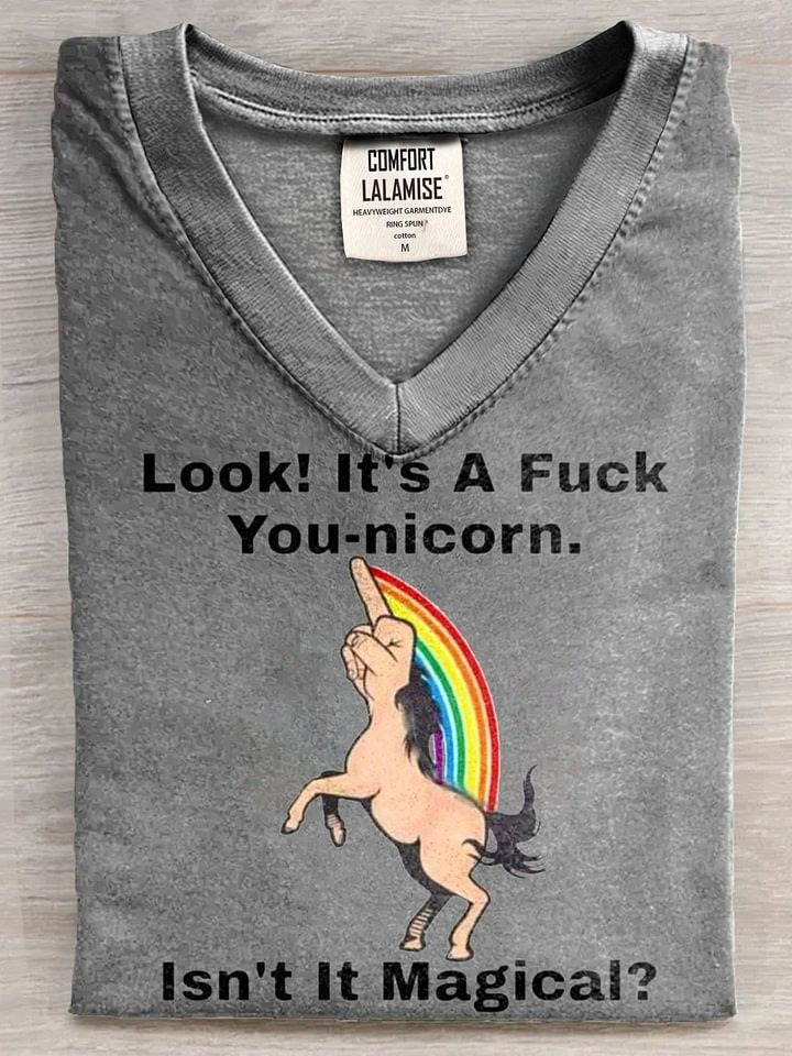 Fuck you nicorn Funny Quote Art Print Casual Short Sleeve T-shirt