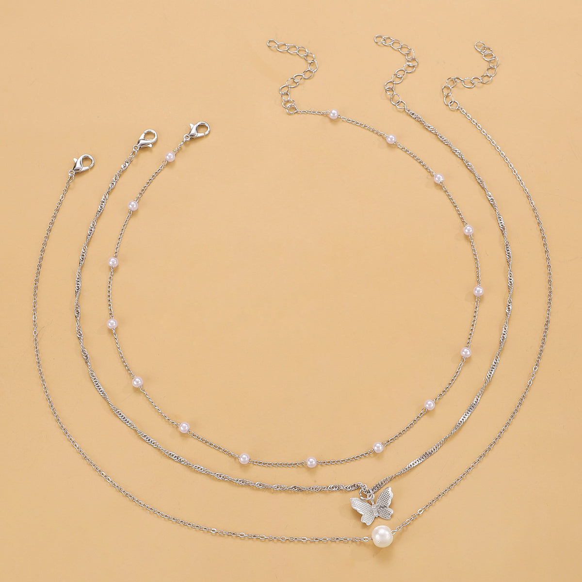 Pearl Butterfly Layered Necklace