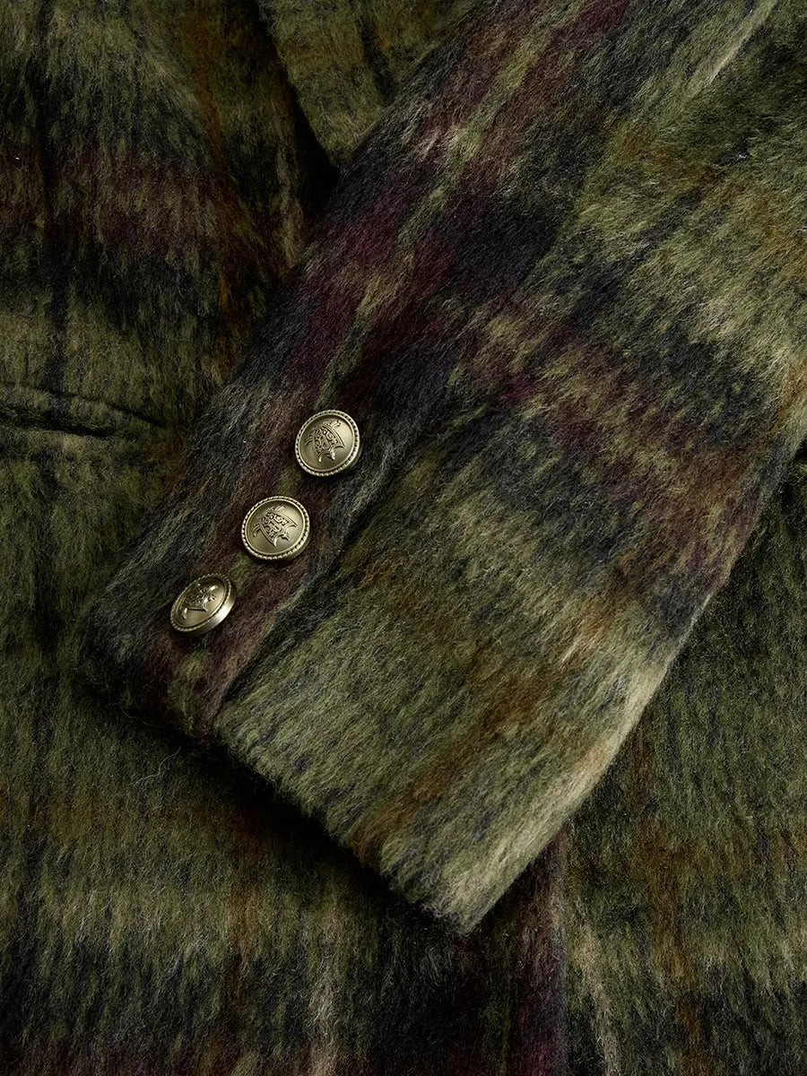 Retro Plaid Long Tweed Coat