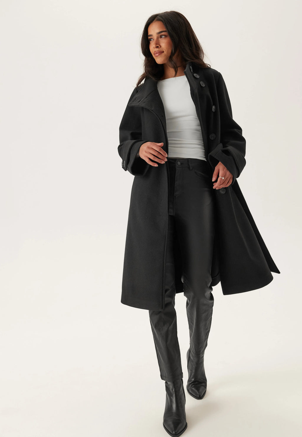 High Neck Midi Coat