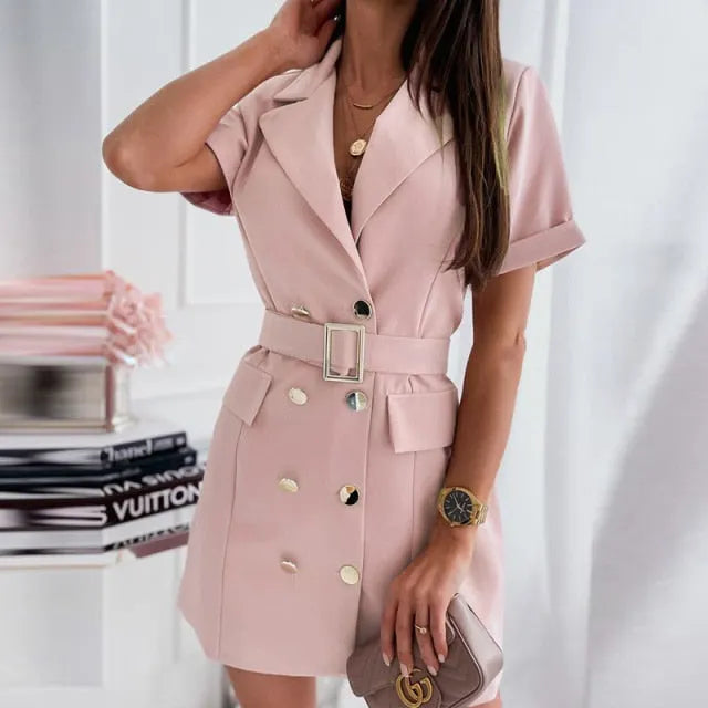 Belted Button Party Dress